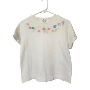 Cute white top with colorful flowers